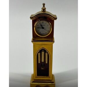 Quartex Quartz Brass Grandfather Clock 4.25"‎ Desk Dollhouse
